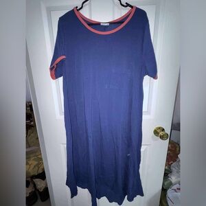 LuLaRoe Blue Nightgown with Pink Trim